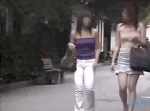Sharking of a stunning slender girl on streets of Japan