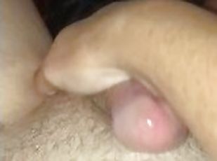 Filthy little big dick tranny slut masturbates in her own piss and cum until huge intense orgasm