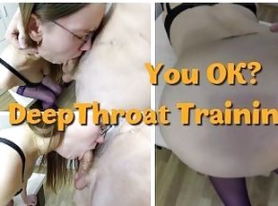 Amateur Deepthroat Practice turns into Doggystyle with Creampie