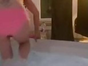 Mom joins stepson in hot tub