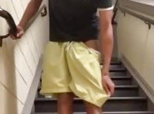 Caught Jerking Hung BBC in Public Stairwell Part 1